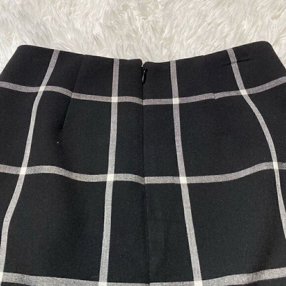 Lechateau Pencil Skirt Black White Checkered Midi Size 00 XS Lined Slit Career O - Picture 12 of 12